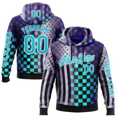 Custom Black Lakes Blue Purple-White 3D Pattern Design Formula Auto Car Racing Motorsport Sports Pullover Sweatshirt Hoodie