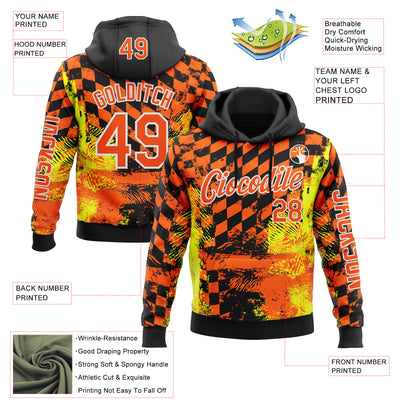 Custom Orange Yellow Black-White 3D Pattern Design Formula Auto Car Racing Motorsport Sports Pullover Sweatshirt Hoodie