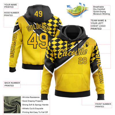 Custom Yellow Black-White 3D Pattern Design Formula Auto Car Racing Motorsport Sports Pullover Sweatshirt Hoodie
