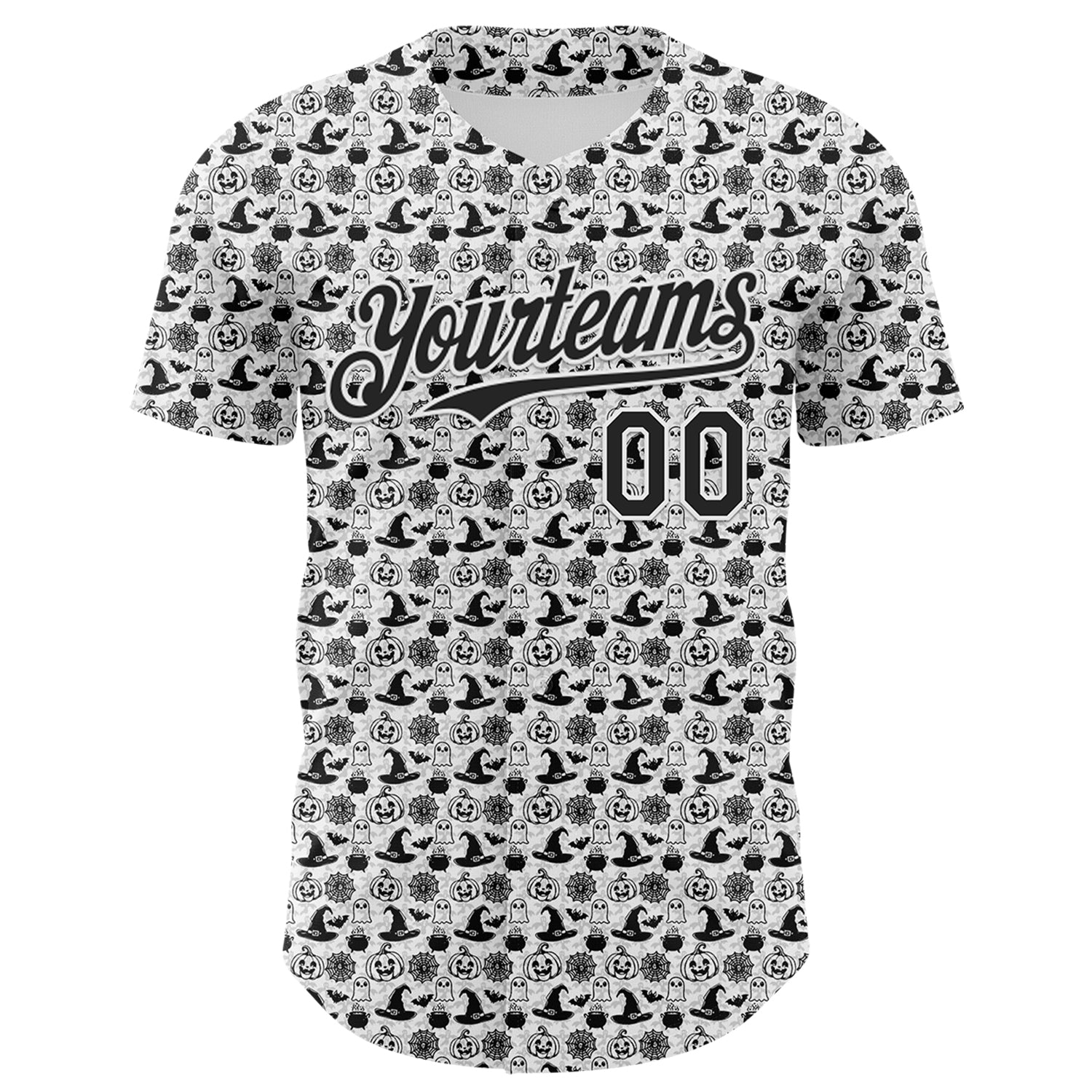 Custom White Black 3D Halloween Pumpkin Doodle Party Costume Ideas Authentic Baseball Jersey