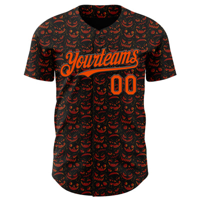 Custom Black Orange 3D Halloween Pumpkin Party Costume Ideas Authentic Baseball Jersey