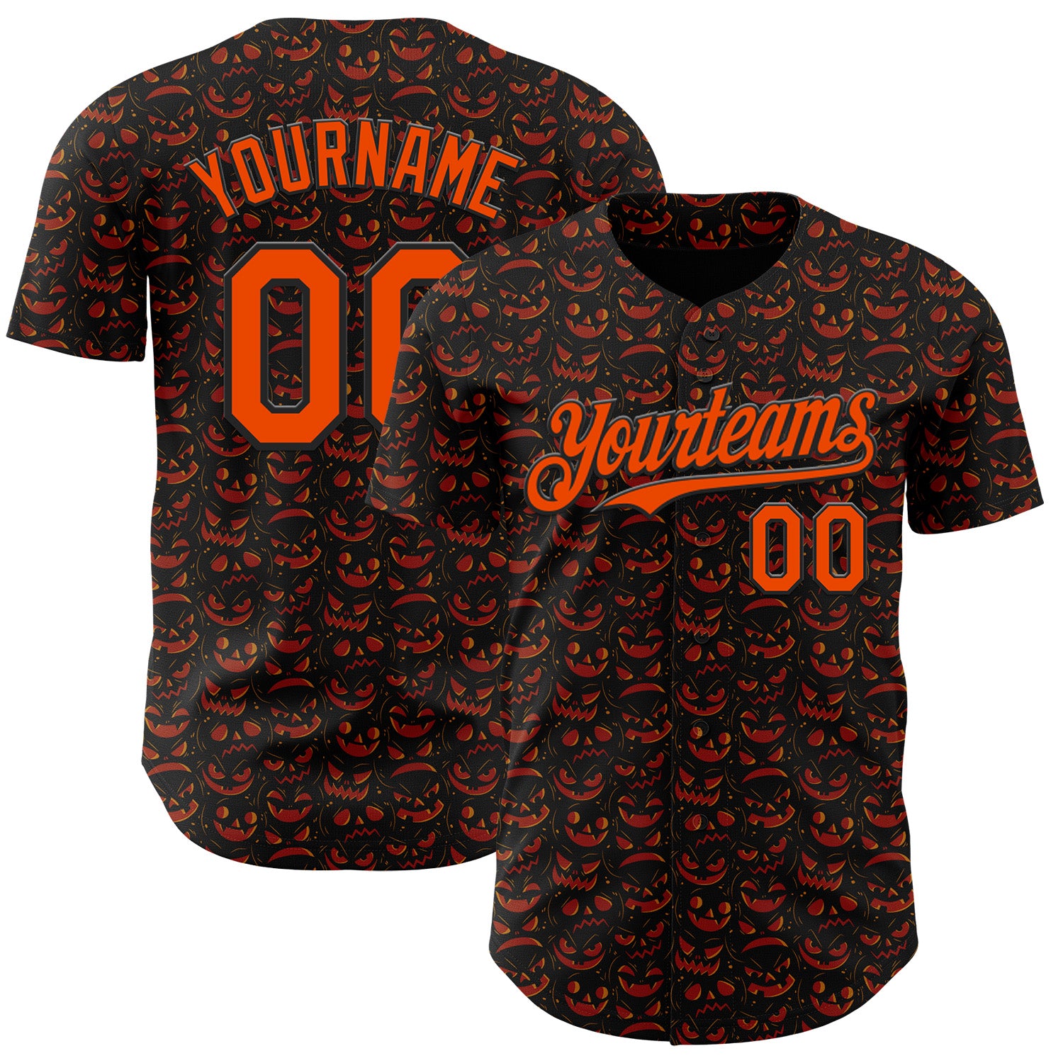 Custom Black Orange 3D Halloween Pumpkin Party Costume Ideas Authentic Baseball Jersey