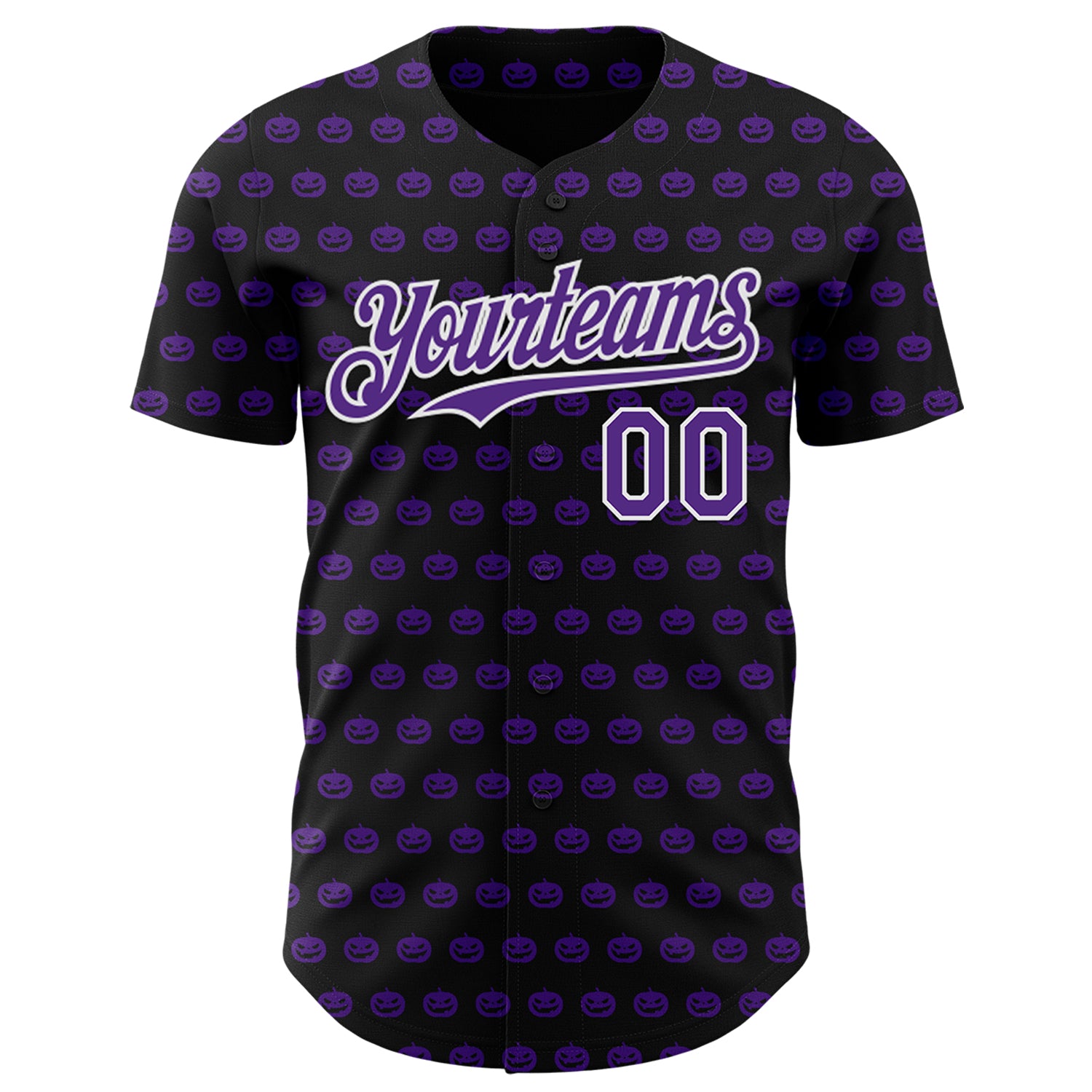 Custom Black Purple-White 3D Halloween Pumpkin Party Costume Ideas Authentic Baseball Jersey