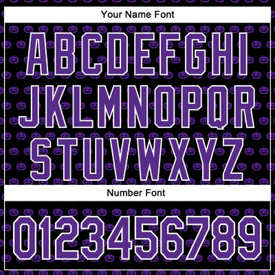 Custom Black Purple-White 3D Halloween Pumpkin Party Costume Ideas Authentic Baseball Jersey
