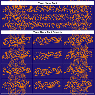 Custom Dark Purple Bay Orange 3D Halloween Spider Net Party Costume Ideas Authentic Baseball Jersey