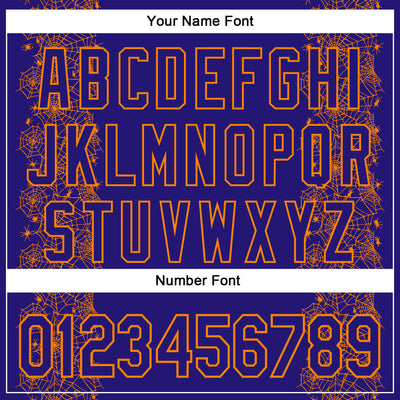 Custom Dark Purple Bay Orange 3D Halloween Spider Net Party Costume Ideas Authentic Baseball Jersey