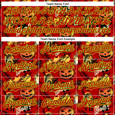 Custom Red Neon Green 3D Halloween Pumpkin Doodle Party Costume Ideas Authentic Baseball Jersey