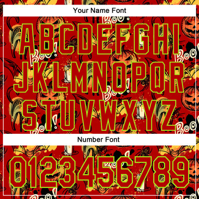 Custom Red Neon Green 3D Halloween Pumpkin Doodle Party Costume Ideas Authentic Baseball Jersey