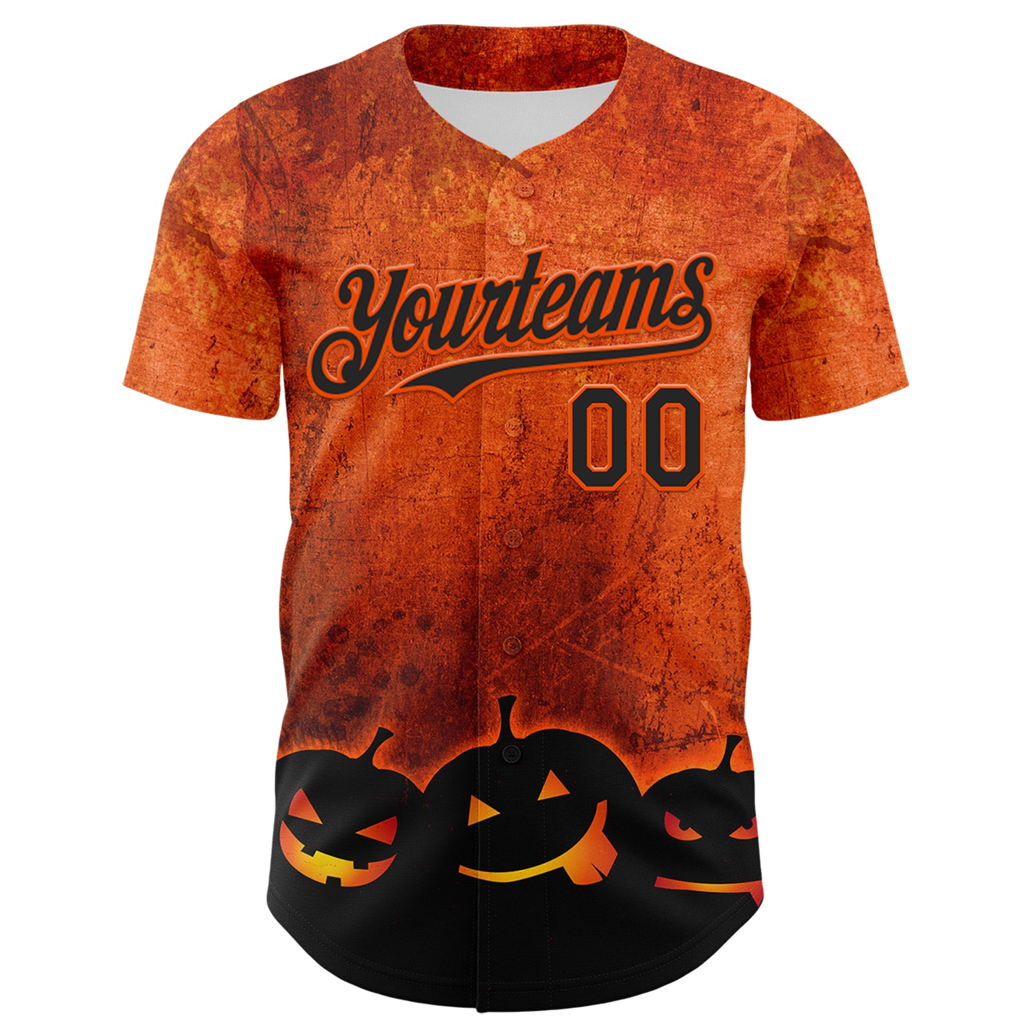 Custom Orange Black 3D Halloween Pumpkin Party Costume Ideas Authentic Baseball Jersey