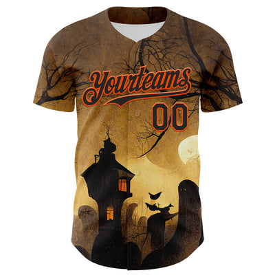 Custom Yellow Black-Orange 3D Halloween Horror Night Trick Treat Party Costume Ideas Authentic Baseball Jersey
