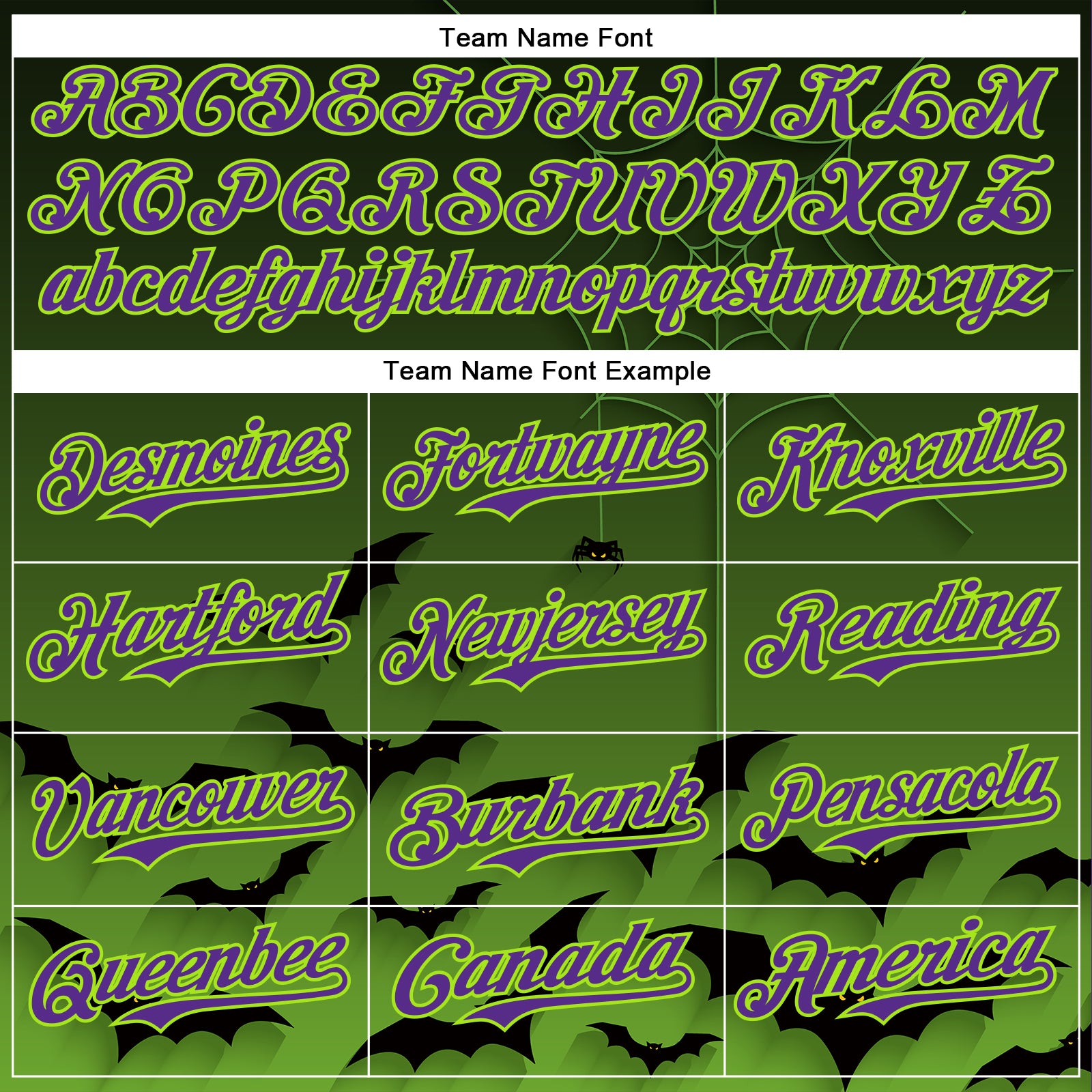 Custom Green Purple Black-Neon Green 3D Halloween Spider Net Bats Party Costume Ideas Authentic Baseball Jersey