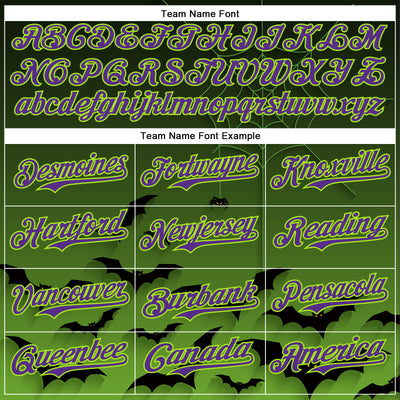 Custom Green Purple Black-Neon Green 3D Halloween Spider Net Bats Party Costume Ideas Authentic Baseball Jersey