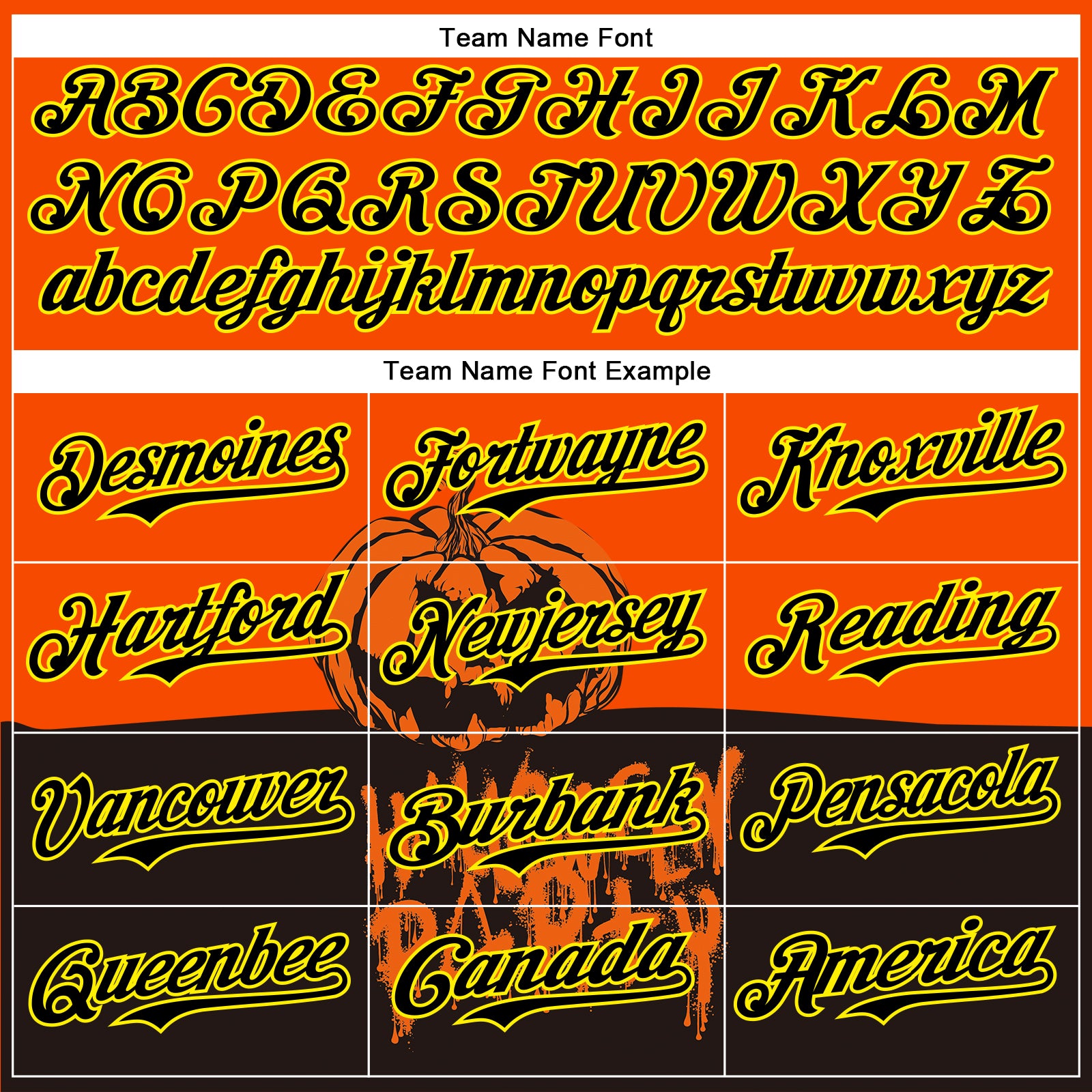 Custom Orange Black Pinstripe Light Yellow 3D Halloween Pumpkin Party Costume Ideas Authentic Baseball Jersey