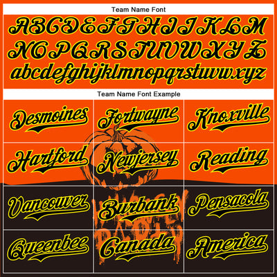 Custom Orange Black Pinstripe Light Yellow 3D Halloween Pumpkin Party Costume Ideas Authentic Baseball Jersey