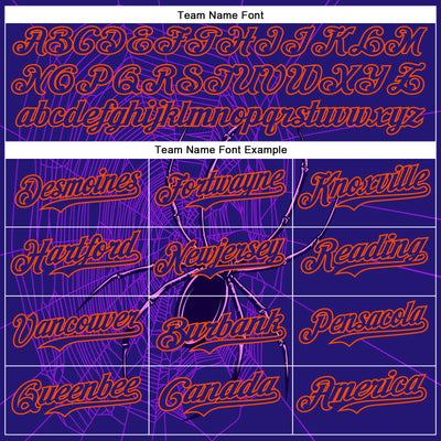 Custom Dark Purple Orange 3D Halloween Spider Net Party Costume Ideas Authentic Baseball Jersey