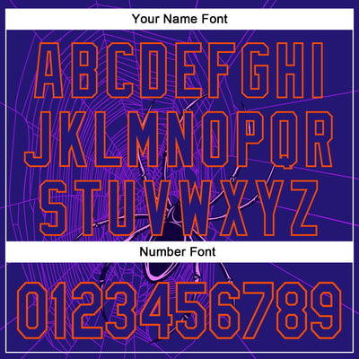 Custom Dark Purple Orange 3D Halloween Spider Net Party Costume Ideas Authentic Baseball Jersey