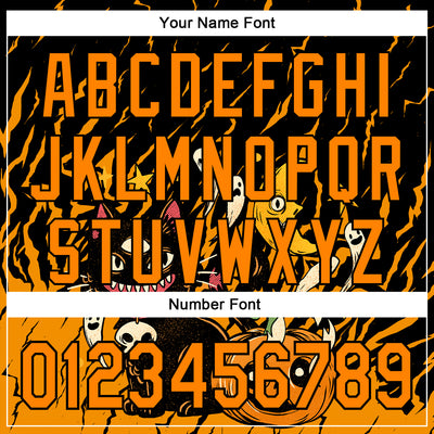 Custom Black Bay Orange 3D Halloween Pumpkin Scary Doodle Party Costume Ideas Authentic Baseball Jersey