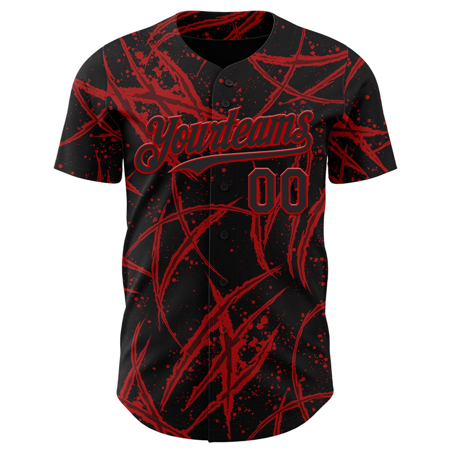 Custom Black Red 3D Halloween Horror Night Trick Treat Party Costume Ideas Authentic Baseball Jersey