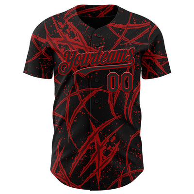 Custom Black Red 3D Halloween Horror Night Trick Treat Party Costume Ideas Authentic Baseball Jersey