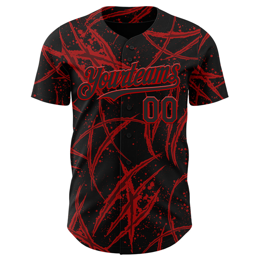 Custom Black Red 3D Halloween Horror Night Trick Treat Party Costume Ideas Authentic Baseball Jersey