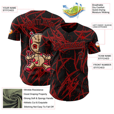Custom Black Red 3D Halloween Horror Night Trick Treat Party Costume Ideas Authentic Baseball Jersey