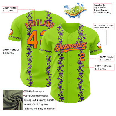Custom Neon Green Bay Orange-Purple 3D Halloween Spider Net Party Costume Ideas Authentic Baseball Jersey
