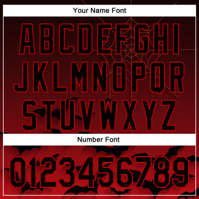 Custom Black Red 3D Halloween Spider Net Bats Party Costume Ideas Authentic Baseball Jersey