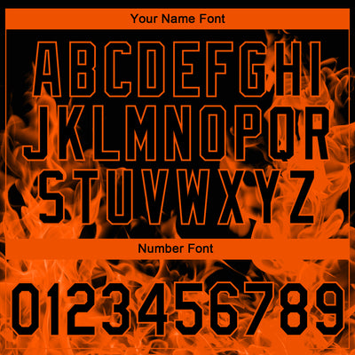 Custom Stitched Black Orange 3D Pattern Design Flame Sports Pullover Sweatshirt Hoodie