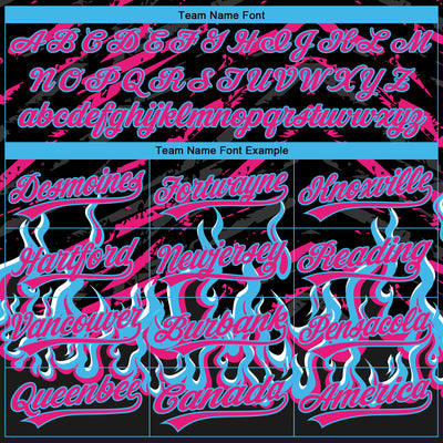Custom Stitched Black Hot Pink-Sky Blue 3D Pattern Design Flame Sports Pullover Sweatshirt Hoodie