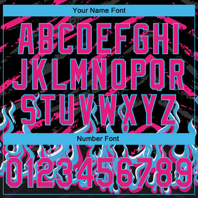 Custom Stitched Black Hot Pink-Sky Blue 3D Pattern Design Flame Sports Pullover Sweatshirt Hoodie