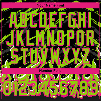 Custom Stitched Black Neon Green Hot Pink-White 3D Pattern Design Flame Sports Pullover Sweatshirt Hoodie