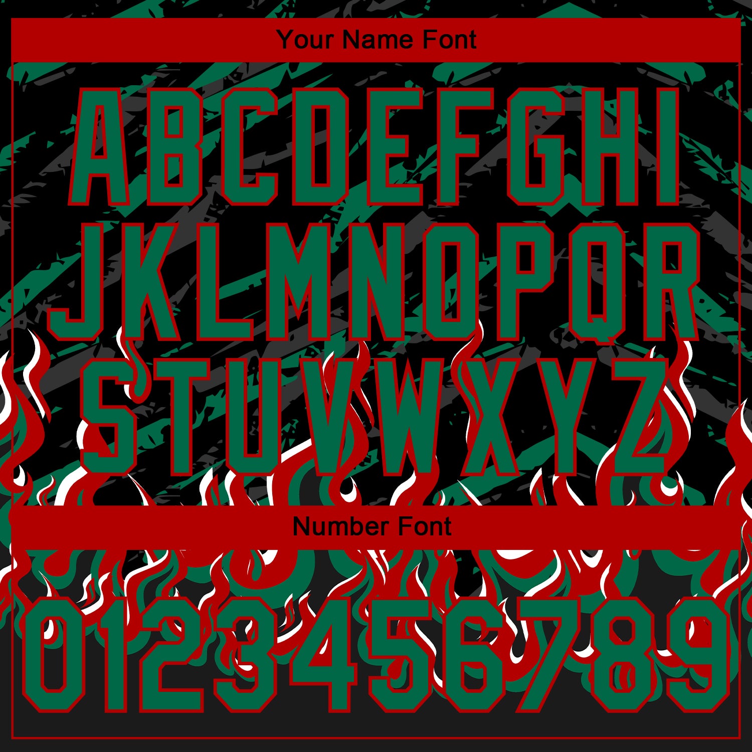 Custom Stitched Black Kelly Green Red-White 3D Pattern Design Flame Sports Pullover Sweatshirt Hoodie