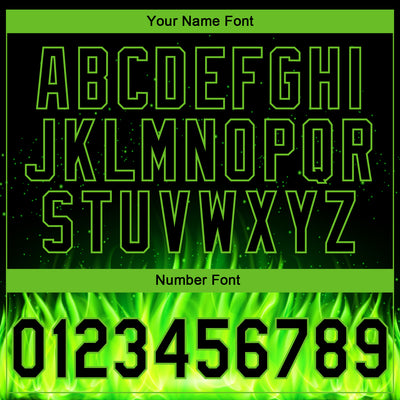 Custom Stitched Black Neon Green 3D Pattern Design Flame Sports Pullover Sweatshirt Hoodie