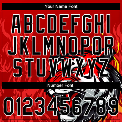 Custom Stitched Red Black Yellow-White 3D Pattern Design Flame Tiger Sports Pullover Sweatshirt Hoodie