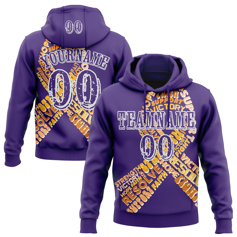 Custom Purple White 3D Appendix Cancer World Cancer Day Ribbon Support Sports Pullover Sweatshirt Hoodie