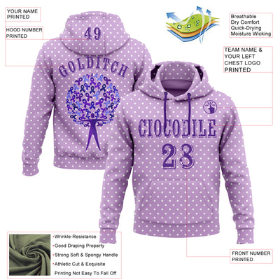 Custom Light Purple Purple 3D Gynecological Cancer World Cancer Day Ribbon Support Sports Pullover Sweatshirt Hoodie