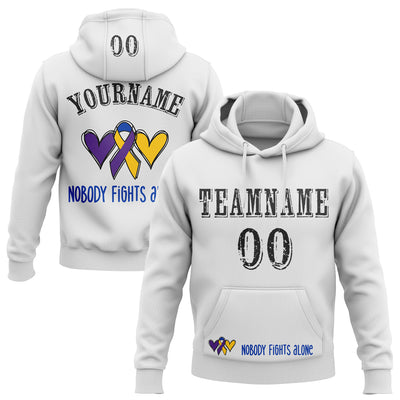 Custom White Black 3D Bladder Cancer World Cancer Day Ribbon Support Sports Pullover Sweatshirt Hoodie