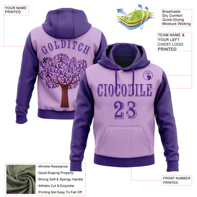 Custom Light Purple Purple 3D Testicular Cancer World Cancer Day Ribbon Support Sports Pullover Sweatshirt Hoodie