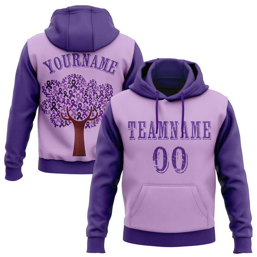 Custom Light Purple Purple 3D Testicular Cancer World Cancer Day Ribbon Support Sports Pullover Sweatshirt Hoodie