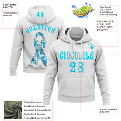 Custom White Lakes Blue 3D Prostate Cancer World Cancer Day Ribbon Support Sports Pullover Sweatshirt Hoodie