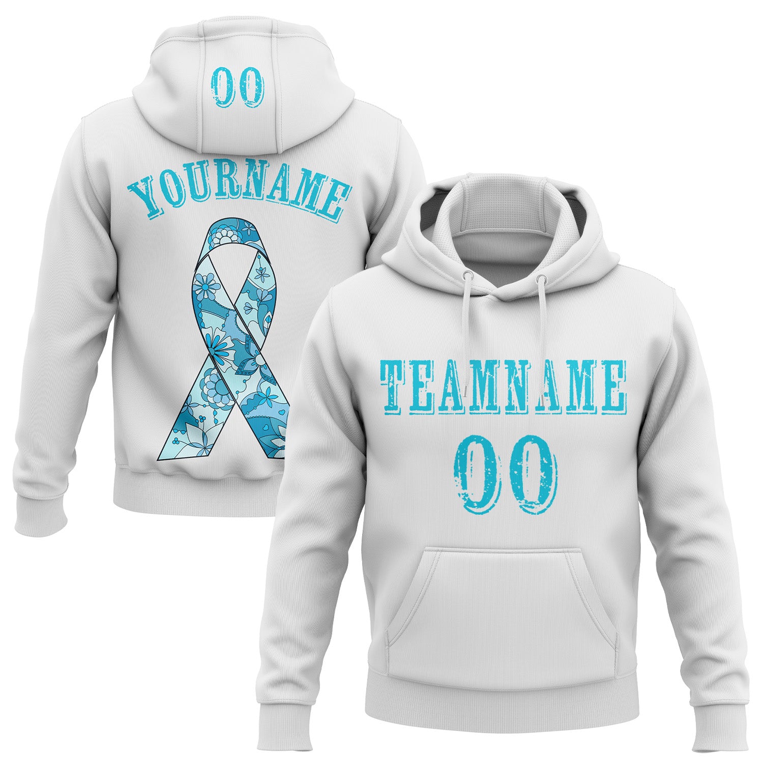 Custom White Lakes Blue 3D Prostate Cancer World Cancer Day Ribbon Support Sports Pullover Sweatshirt Hoodie