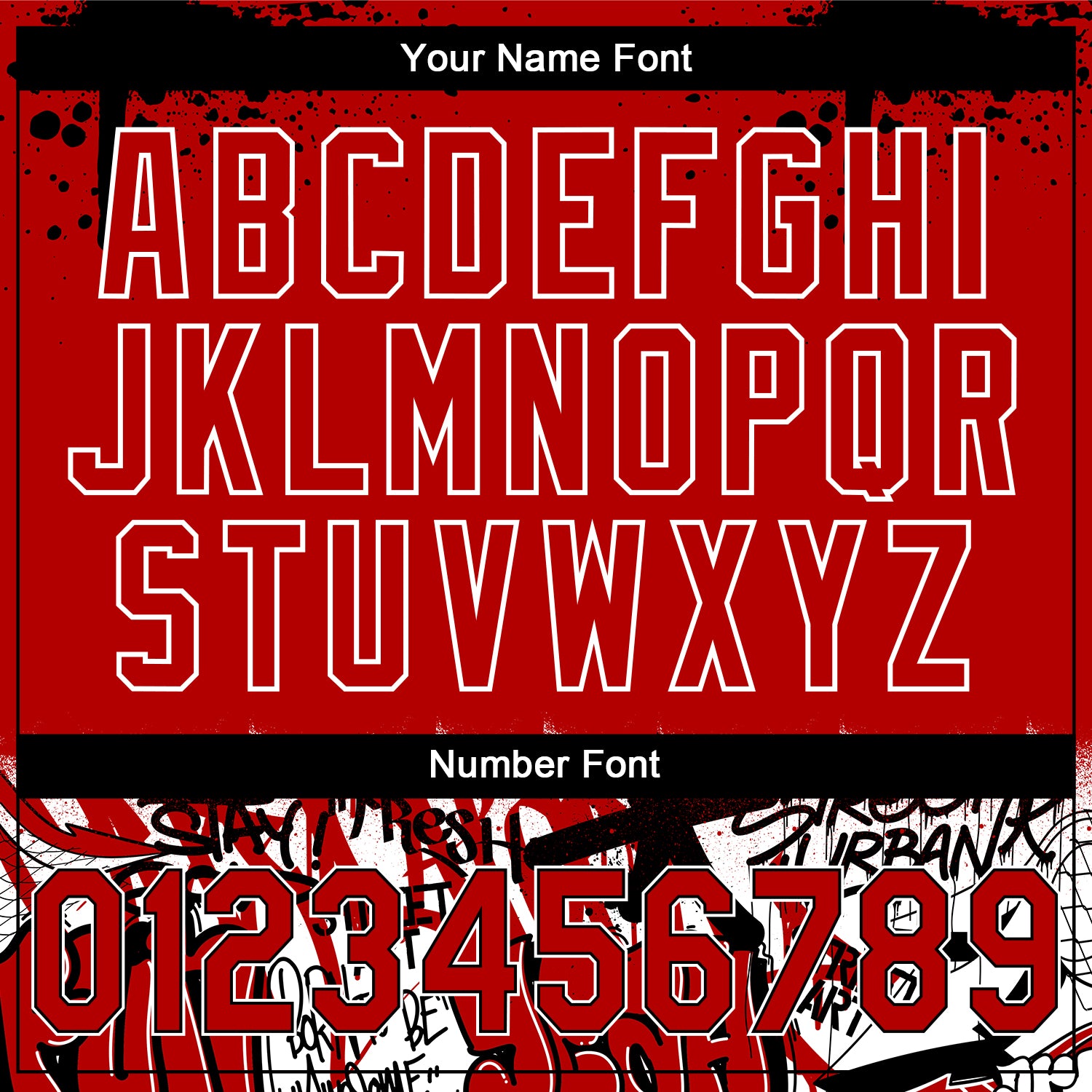 Custom Stitched Red Black-White 3D Graffiti Splash Street Art Sports Pullover Sweatshirt Hoodie