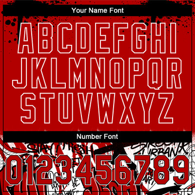 Custom Stitched Red Black-White 3D Graffiti Splash Street Art Sports Pullover Sweatshirt Hoodie