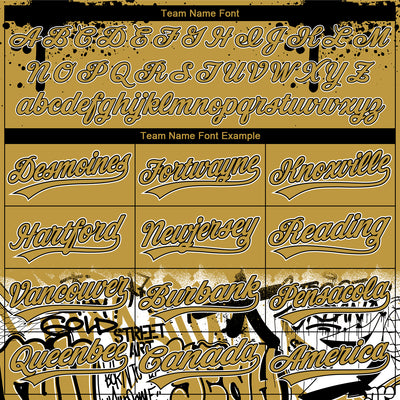 Custom Stitched Old Gold Black-White 3D Graffiti Splash Street Art Sports Pullover Sweatshirt Hoodie