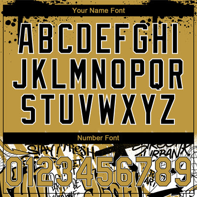 Custom Stitched Old Gold Black-White 3D Graffiti Splash Street Art Sports Pullover Sweatshirt Hoodie