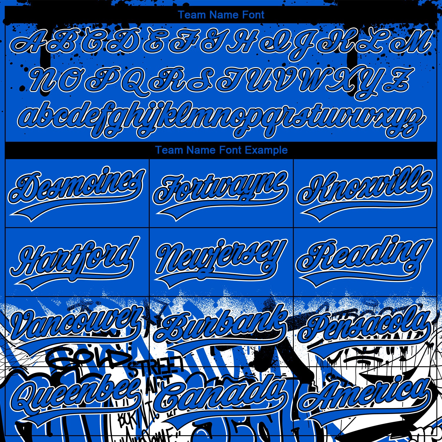 Custom Stitched Thunder Blue Black-White 3D Graffiti Splash Street Art Sports Pullover Sweatshirt Hoodie