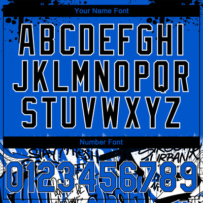 Custom Stitched Thunder Blue Black-White 3D Graffiti Splash Street Art Sports Pullover Sweatshirt Hoodie