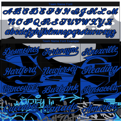 Custom Stitched Black Thunder Blue Gray-White 3D Graffiti Splash Street Art Sports Pullover Sweatshirt Hoodie