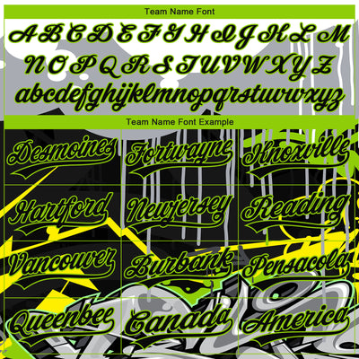 Custom Stitched Black Gray Neon Green Yellow-White 3D Graffiti Splash Street Art Sports Pullover Sweatshirt Hoodie