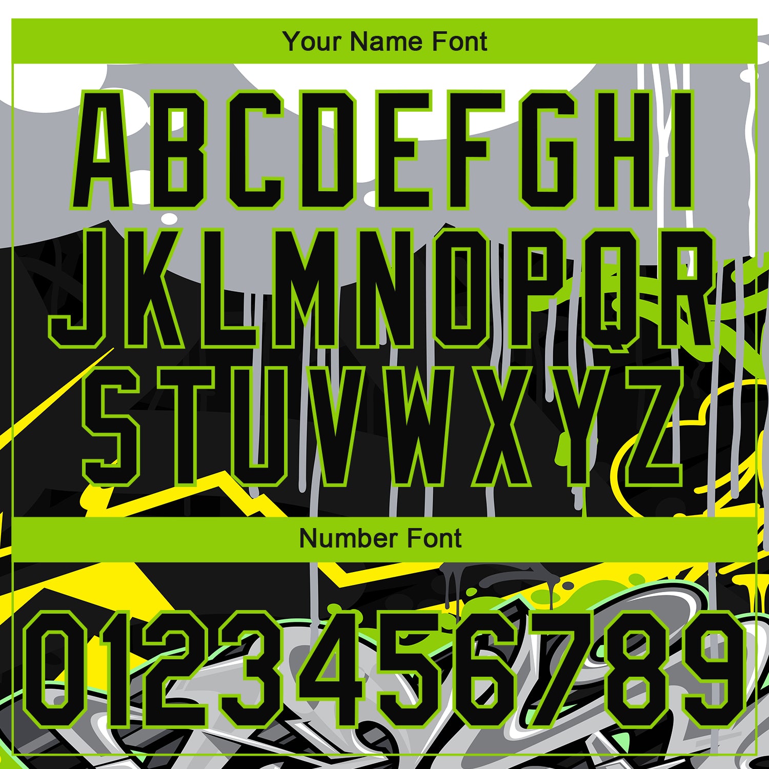 Custom Stitched Black Gray Neon Green Yellow-White 3D Graffiti Splash Street Art Sports Pullover Sweatshirt Hoodie